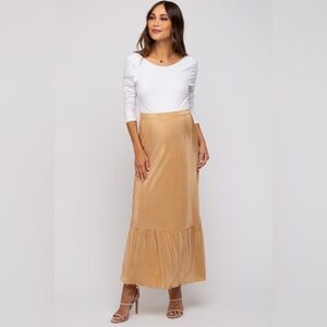 Pinkblush satin ribbed ruffle trim maxi dress nwot
